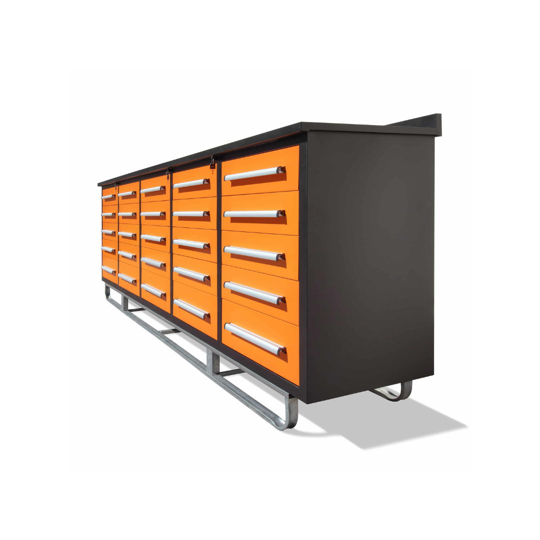 M&B | 10’ Workbench Cabinet with 25 Drawers - Royal Ace Storage
