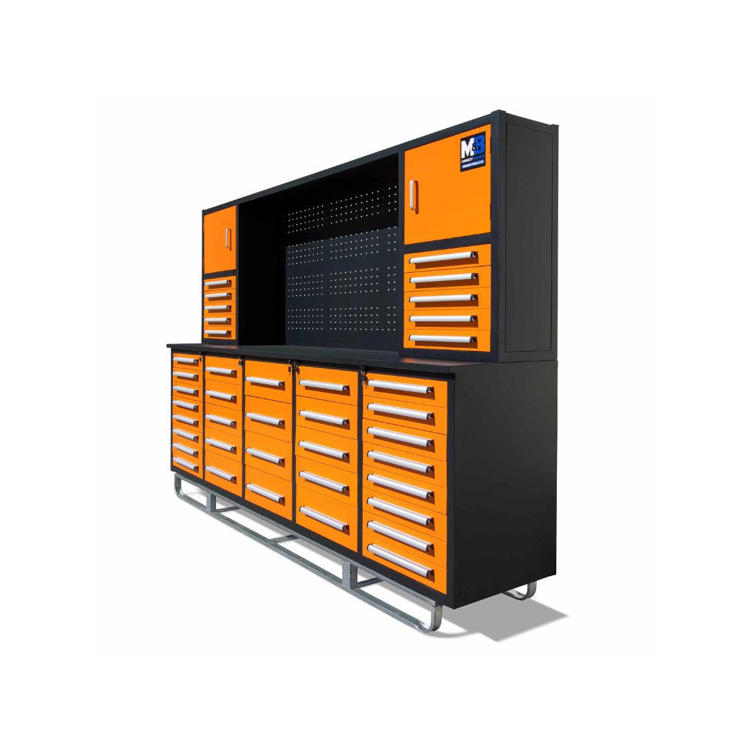 M&B | 10’ Workbench Cabinet with 40 Drawers - Royal Ace Storage